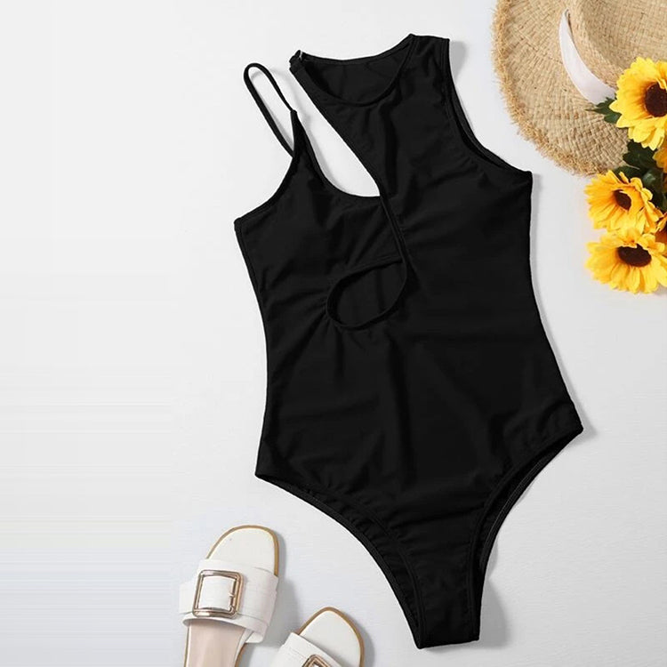 One-piece Hollow Out Solid Swimsuit