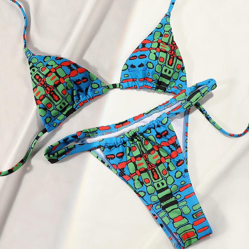 Rinabe Bikini Floral Print Micro Bikini Set