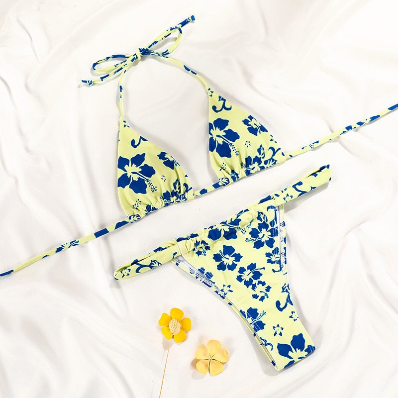 Rinabe Bikini Floral Print Micro Bikini Set
