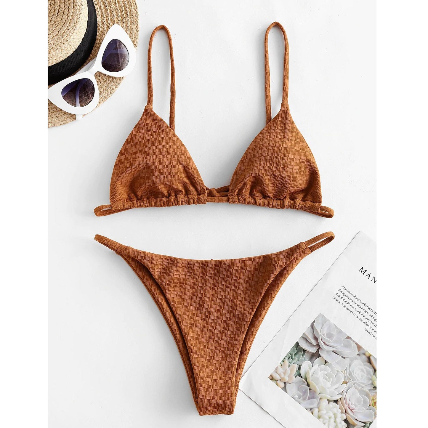 Color Bandage Brazilian Women Push Swimsuit With High Waist