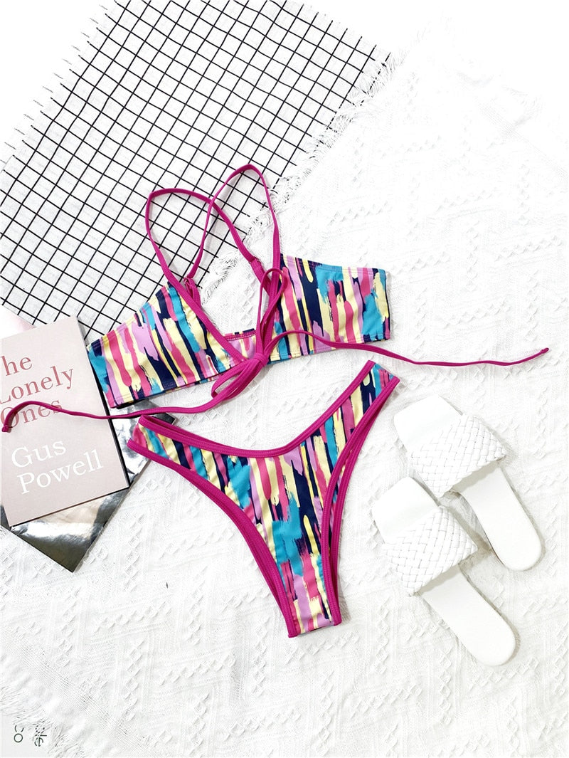 Multi Color String Woman Swimsuit
