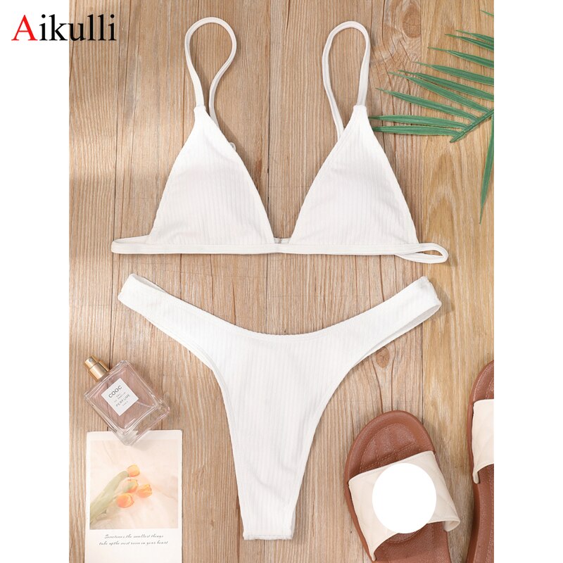 Sexy Solid Triangle Thong Bikini