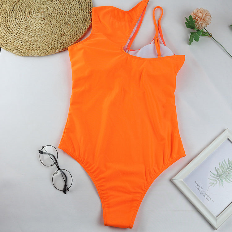 One-piece Hollow Out Solid Swimsuit