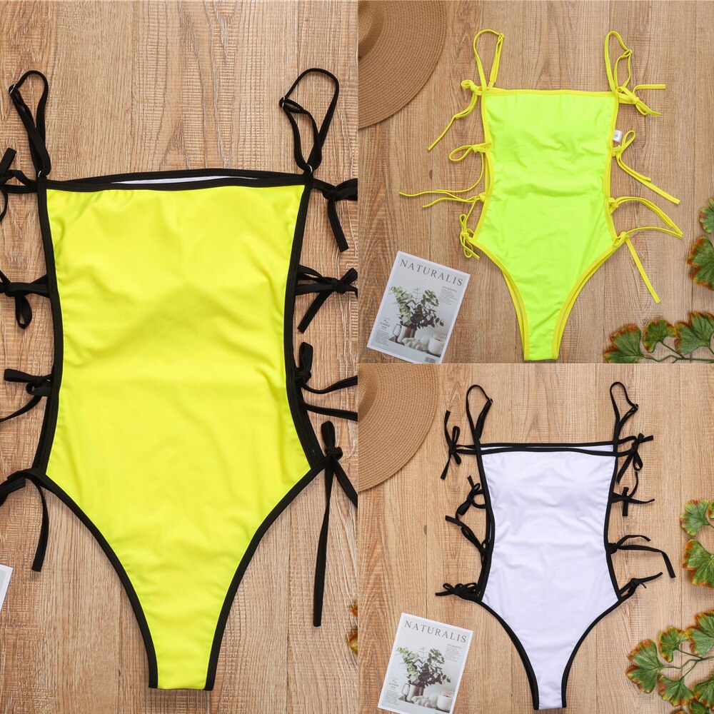 VigoCasey Hollowed Bandeau One Piece Tied Bathing Suit