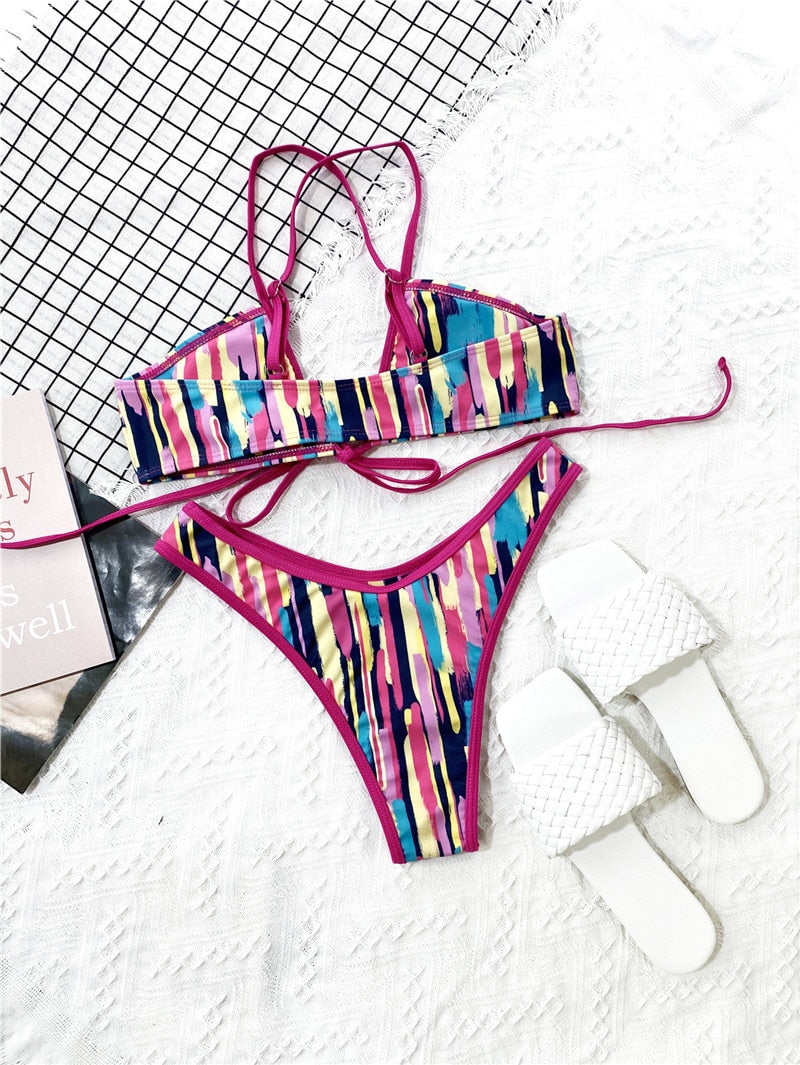 Multi Color String Woman Swimsuit
