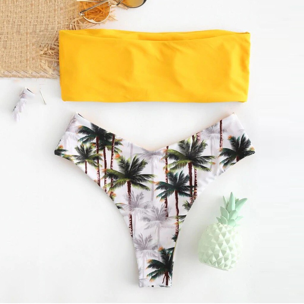 Two-Piece Coconut Print Padded Swimsuit