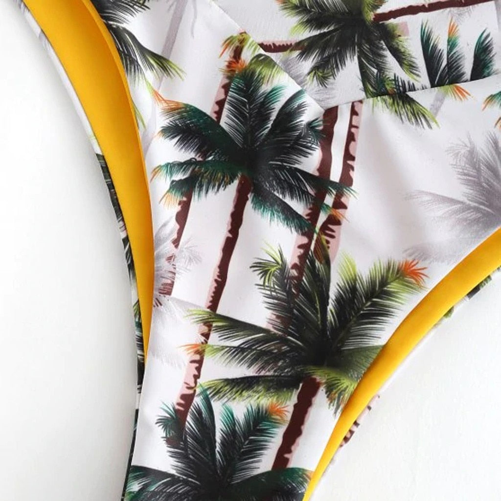 Two-Piece Coconut Print Padded Swimsuit