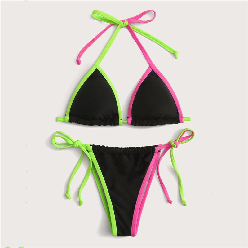 Tri-color Triangle String Bikini