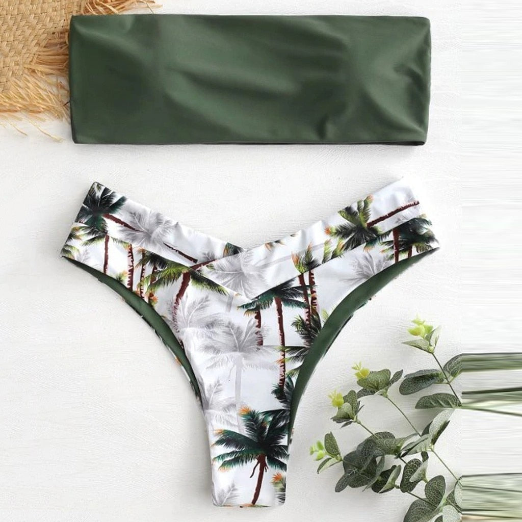 Two-Piece Coconut Print Padded Swimsuit