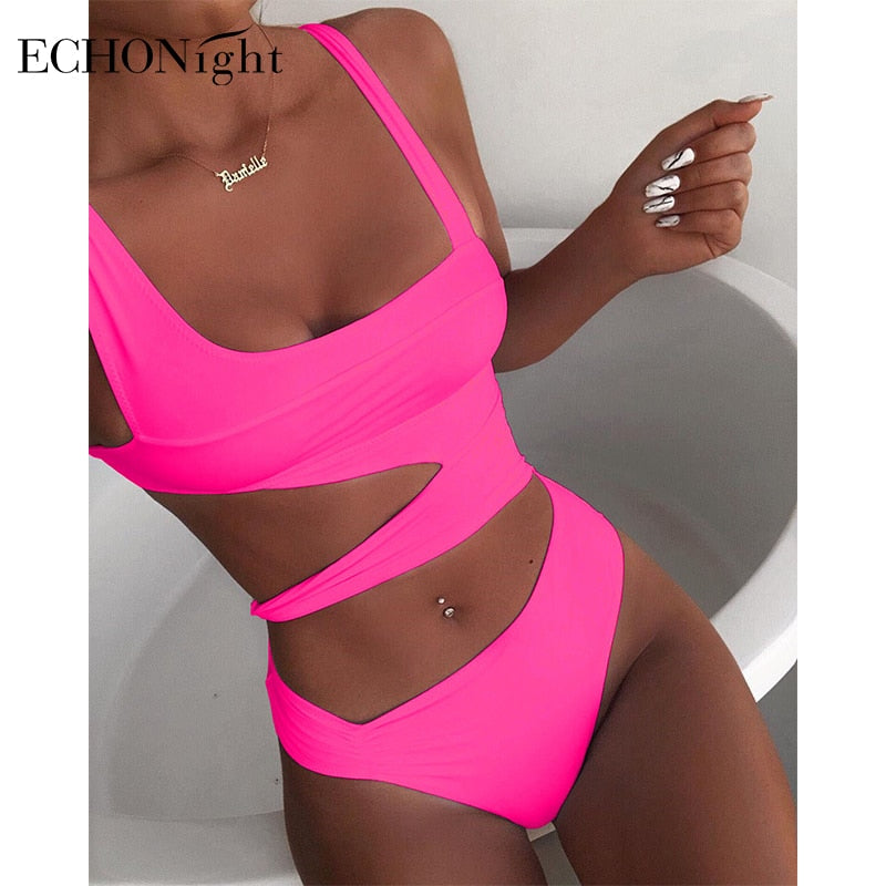 Echonight Hollow Out One-Piece Swimsuit