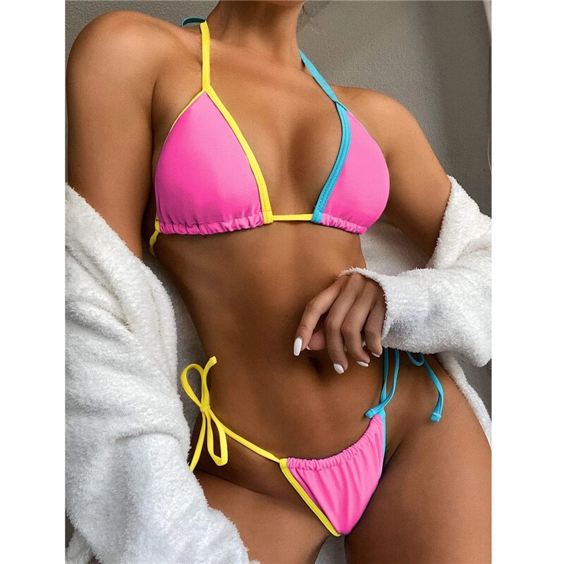 Tri-color Triangle String Bikini